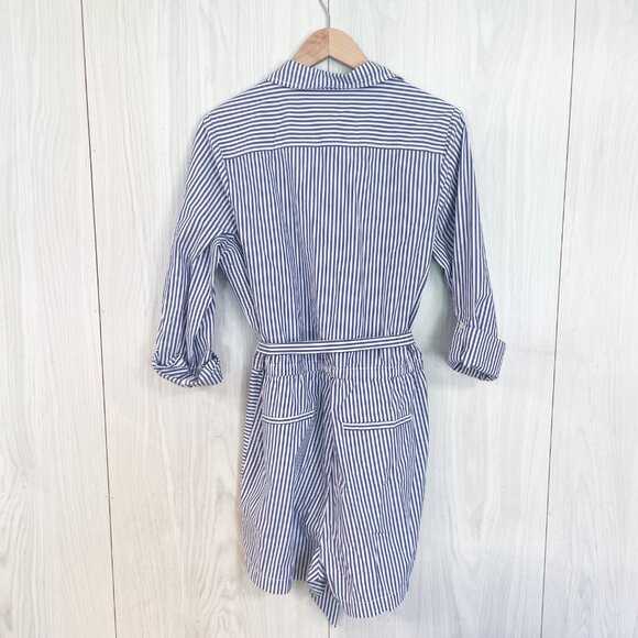 Vineyard Vines Sarah Stripe Preppy Casual Romper in Blue and White - Picture 2 of 6